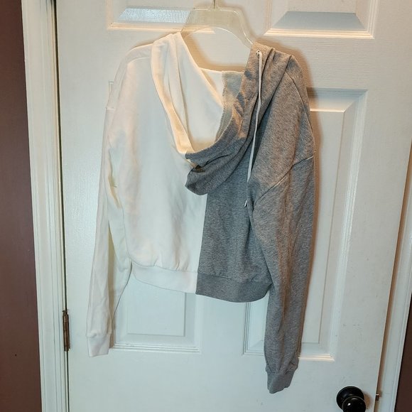 NEW Cynthia Rowley Embroidered Knit Zip Up Hoodie in White Gray size XS - Picture 7 of 11